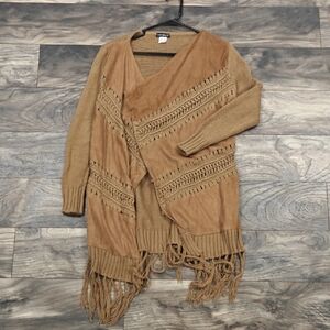 Venus Camel Fringe Cardigan